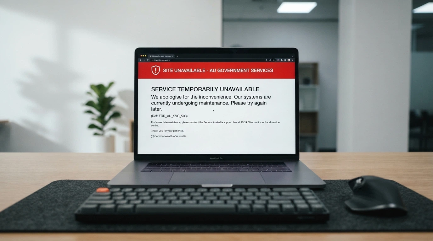 Browser screen showing the ACMA blocking notice displayed when an Australian ISP blocks an illegal gambling site