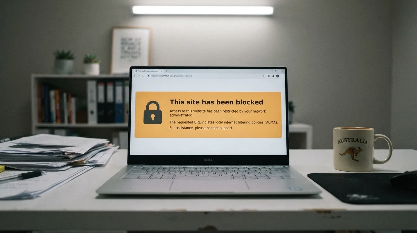 A browser window showing a site-blocked notice from an internet provider