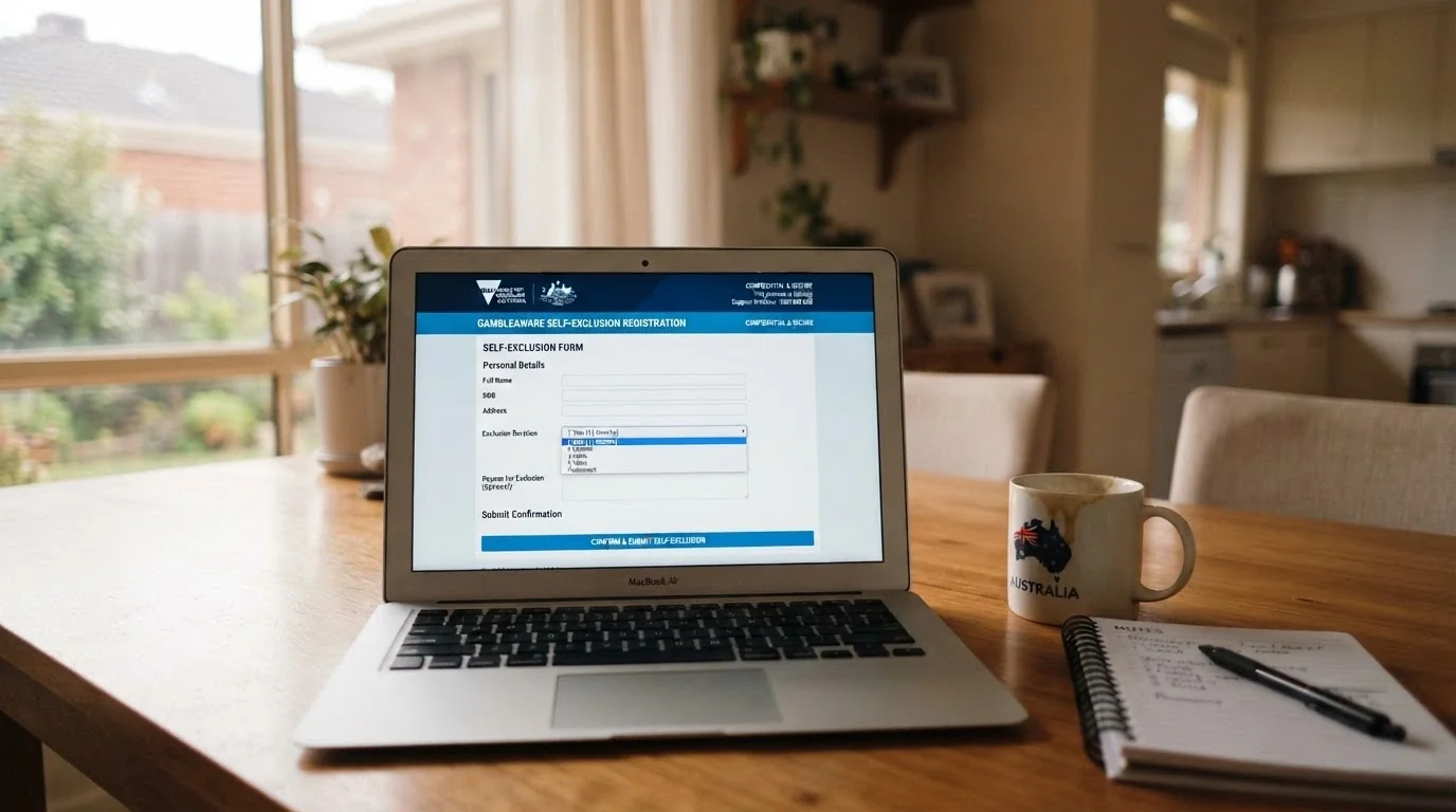 BetStop.gov.au registration page with the self-exclusion duration options visible