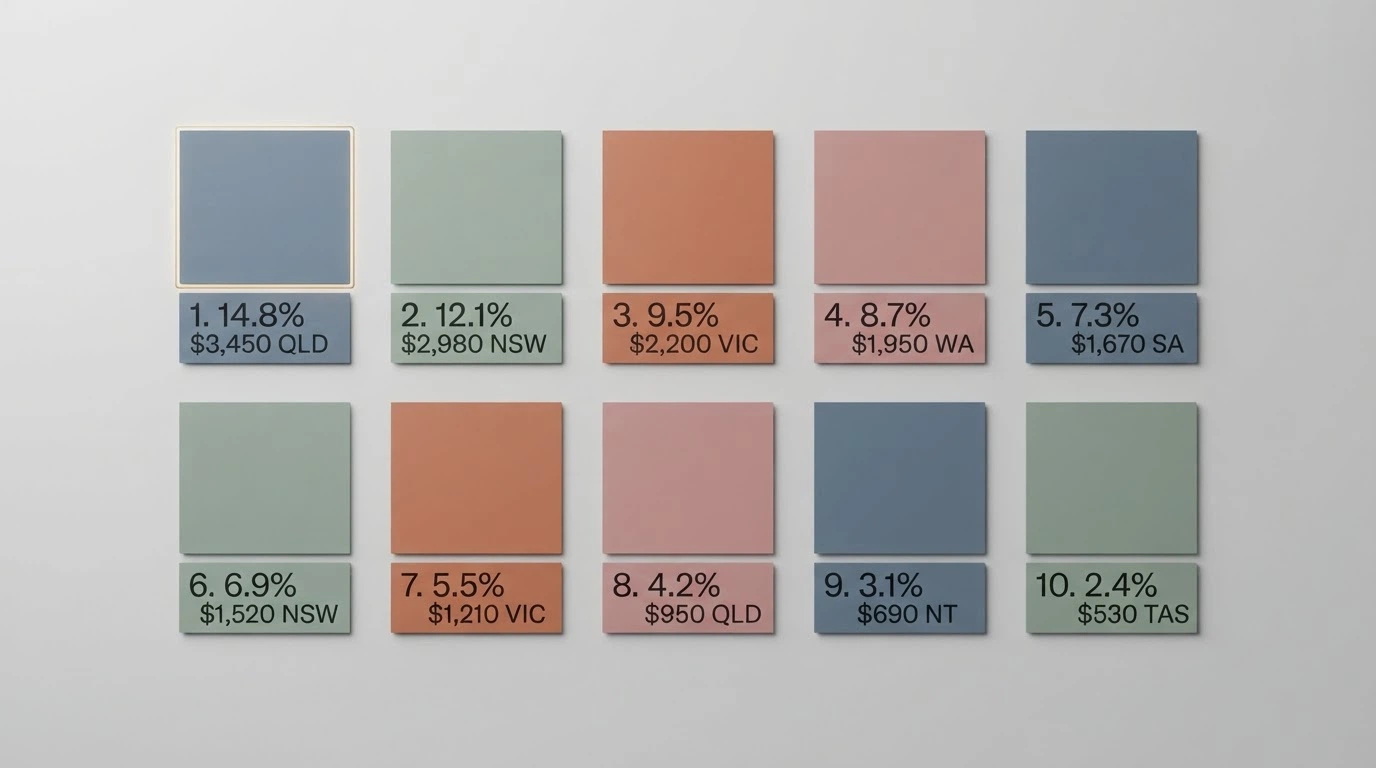 A side-by-side grid of casino brand logos with key terms visible — bonus percentage, minimum deposit and licence jurisdiction called out