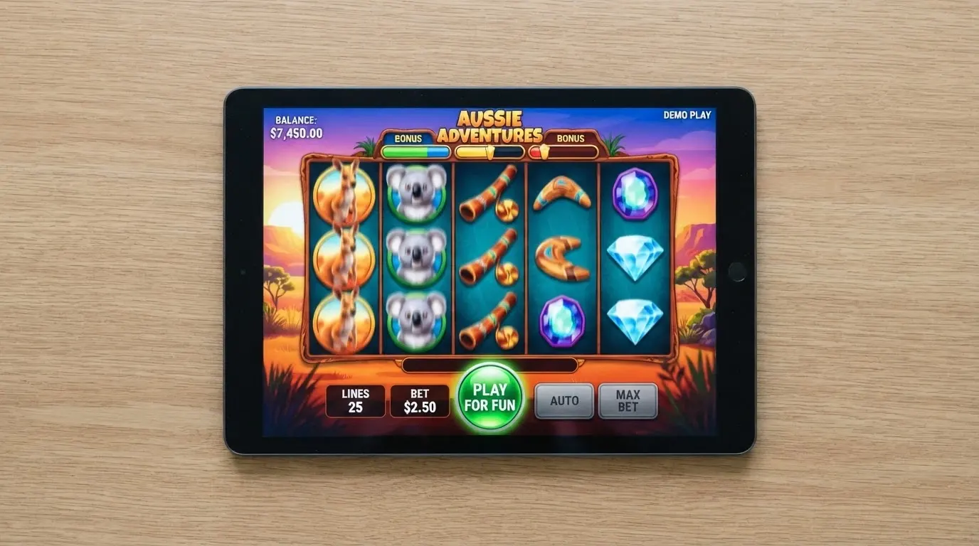 A Betsoft slot game screen in demo mode, showing a virtual-credit balance in the thousands and the 'Play for Fun' or 'Demo' toggle highlighted