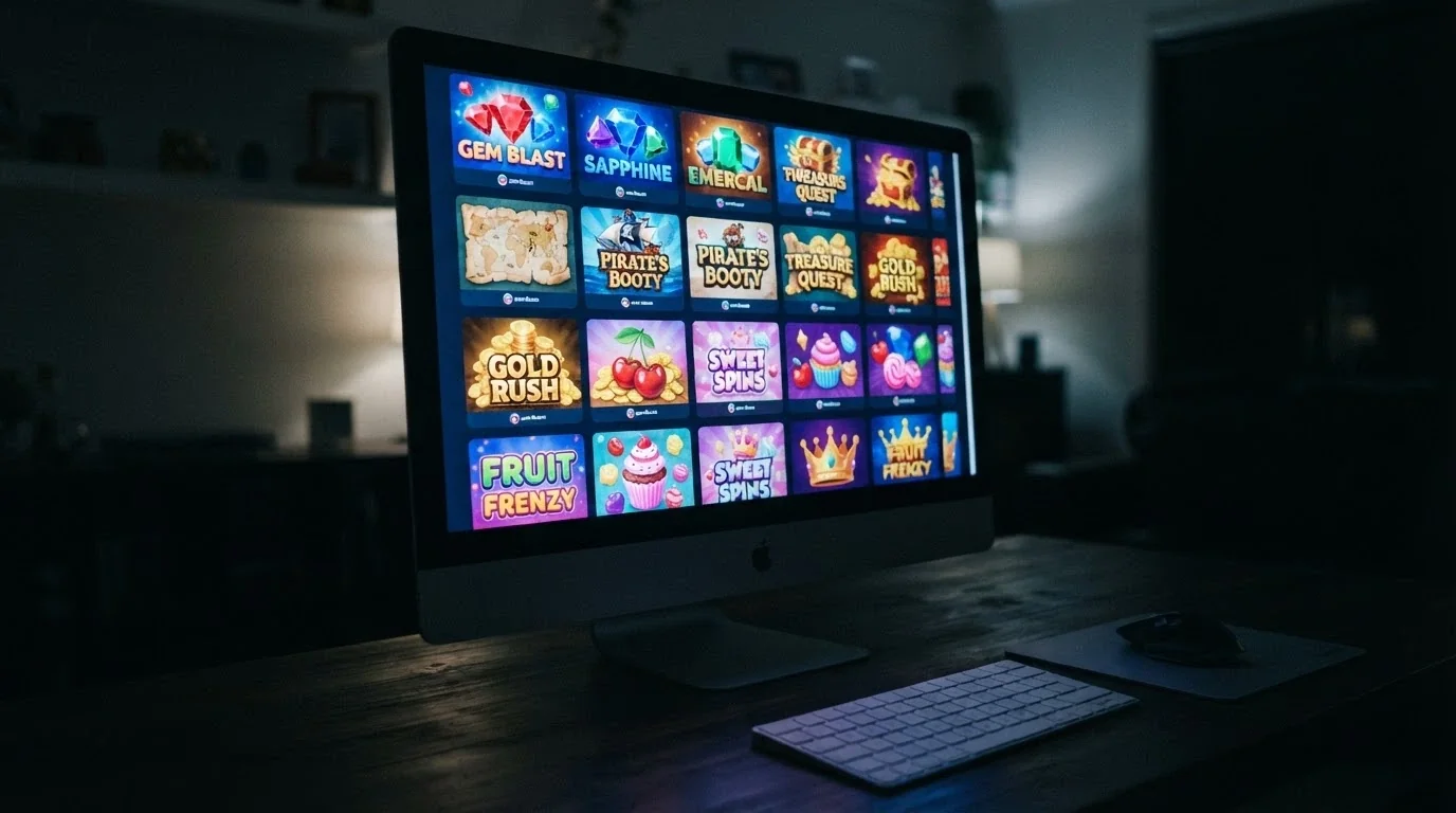 Grid of online pokies titles with Pragmatic Play and Evolution branding visible