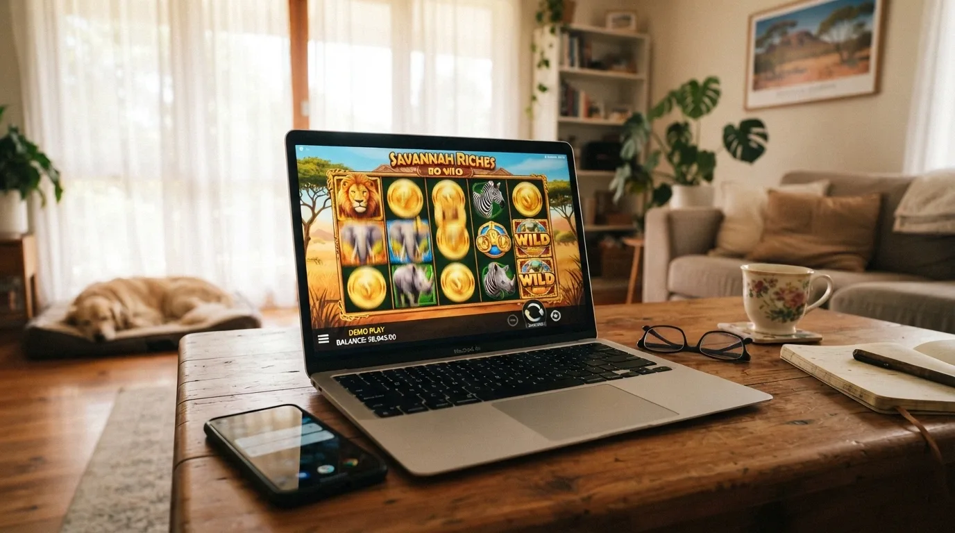 Aristocrat pokie in demo mode with virtual-credit balance displayed, no registration prompt visible