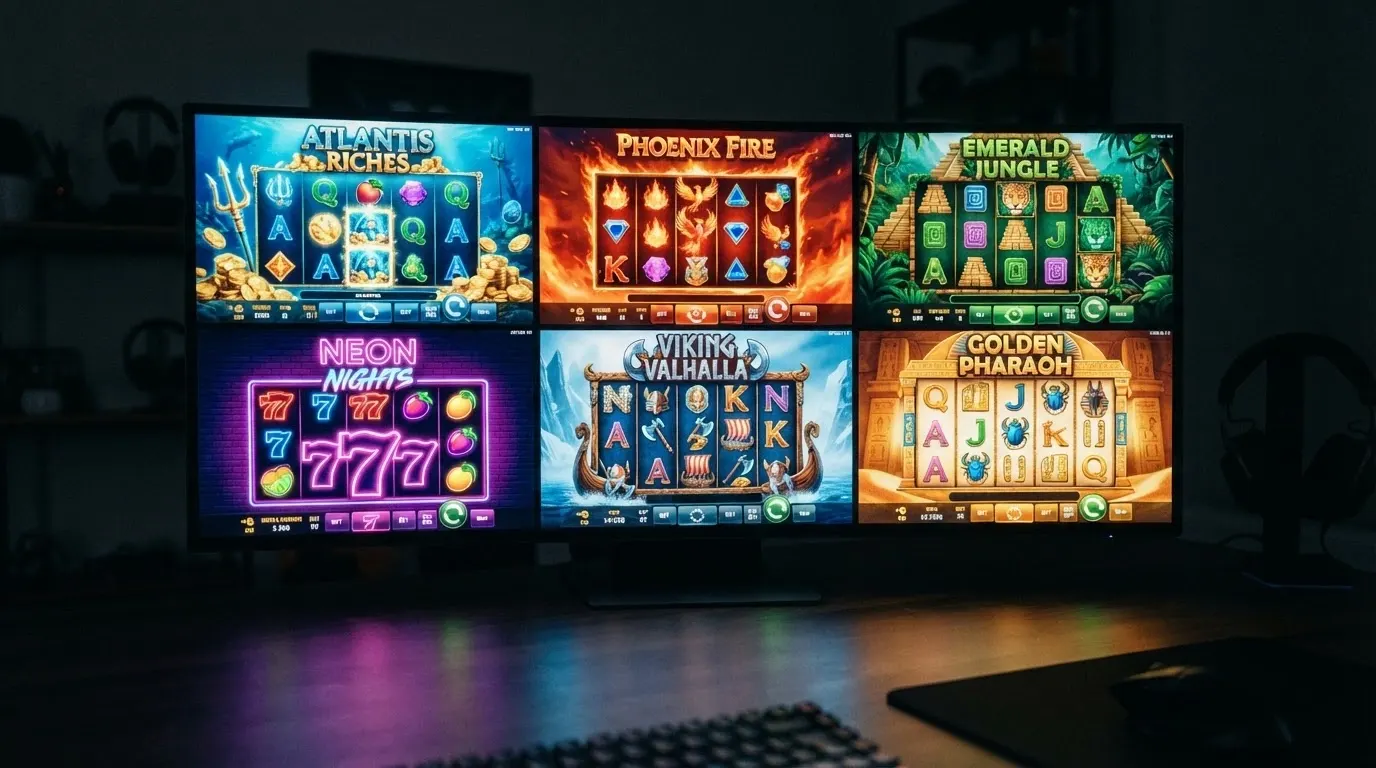 A grid of six slot game title screens — Razor Shark, Gates of Olympus, Big Bass Bonanza, Danger High Voltage, Gates of Olympus 1000 and Mega Fortune — arranged by RTP