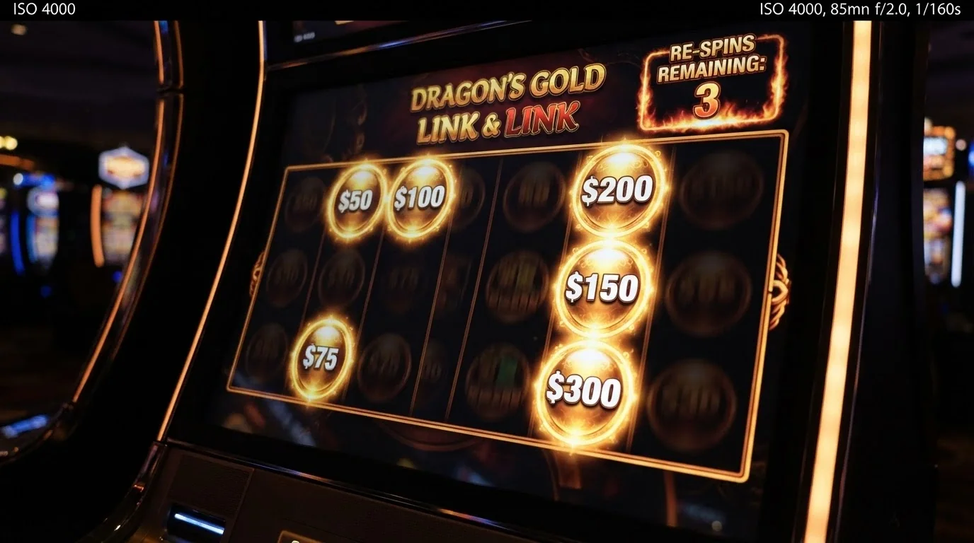 Lightning Link pokies screen showing six orb symbols locked in place during the Hold and Spin bonus round with the re-spin counter visible