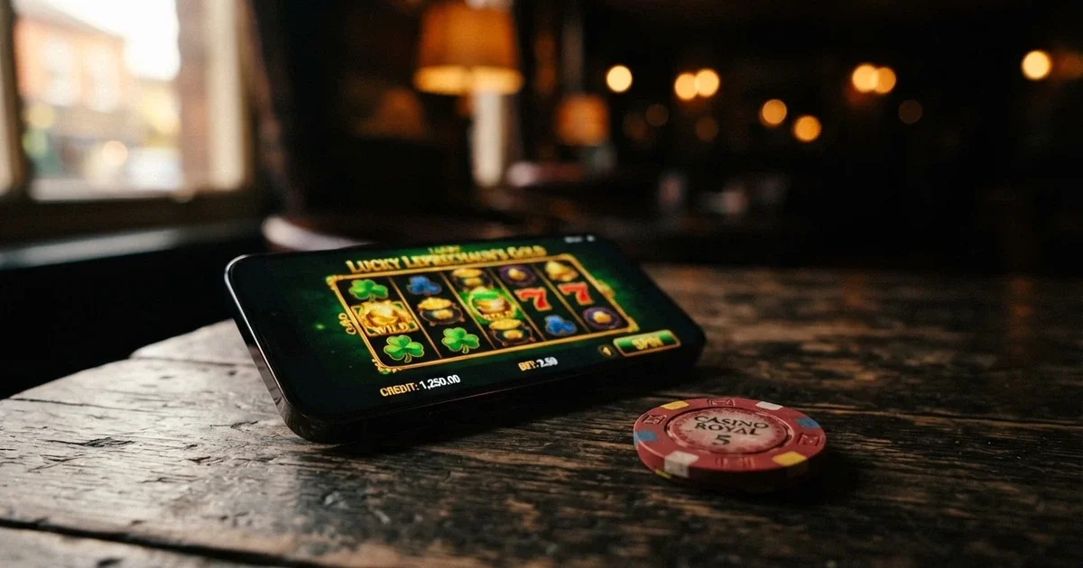 A digital illustration of a casino welcome screen displaying a no-deposit bonus notification beside an Australian map outline