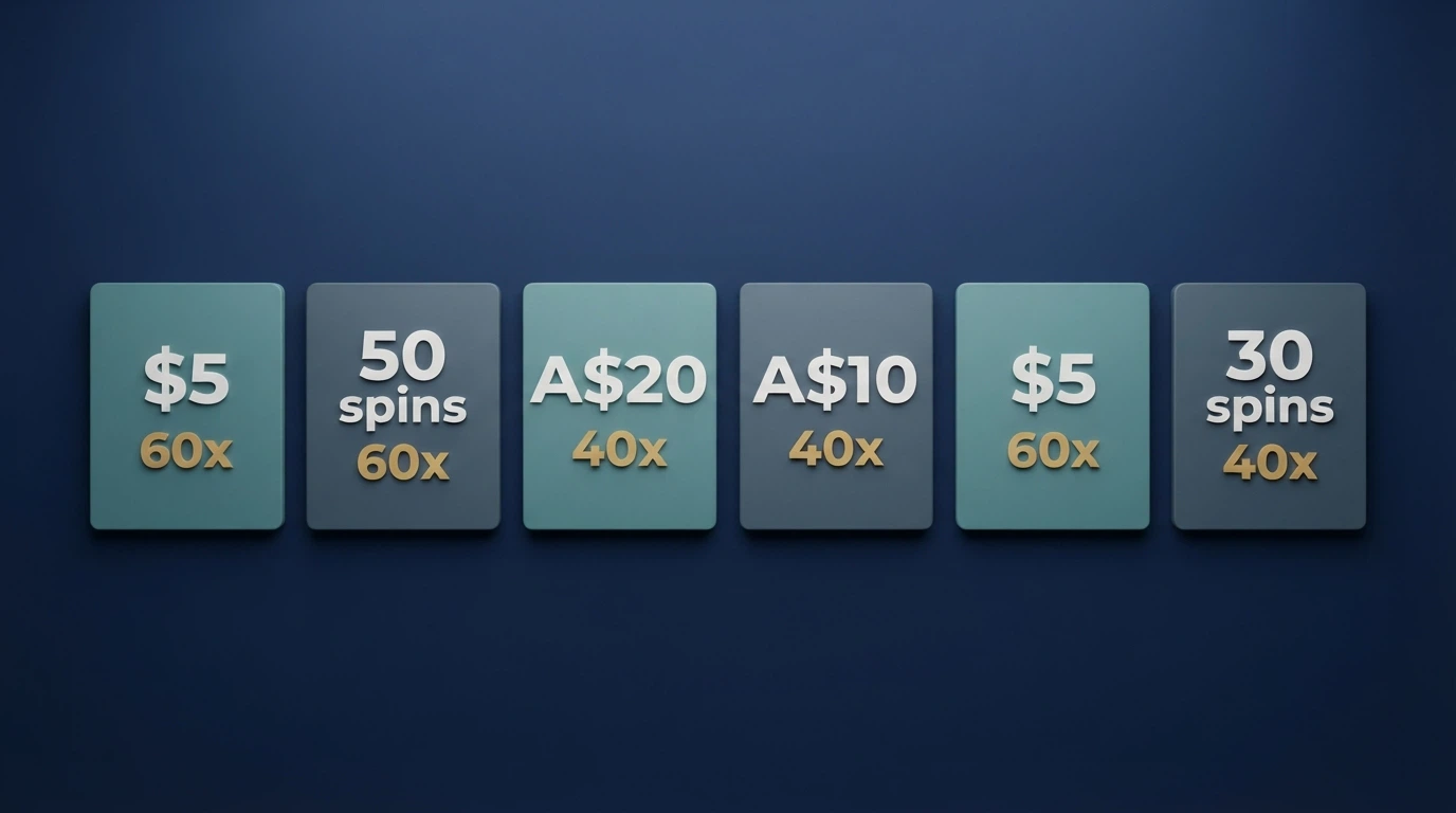 A side-by-side grid of casino logos with bonus amounts and wagering figures displayed beneath each