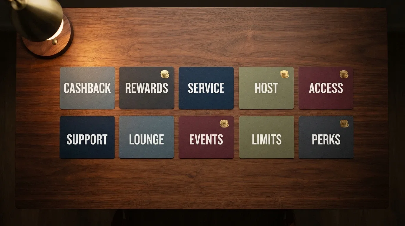 A grid of ten casino brand cards arranged for side-by-side comparison, each card showing its standout VIP feature and cashback headline